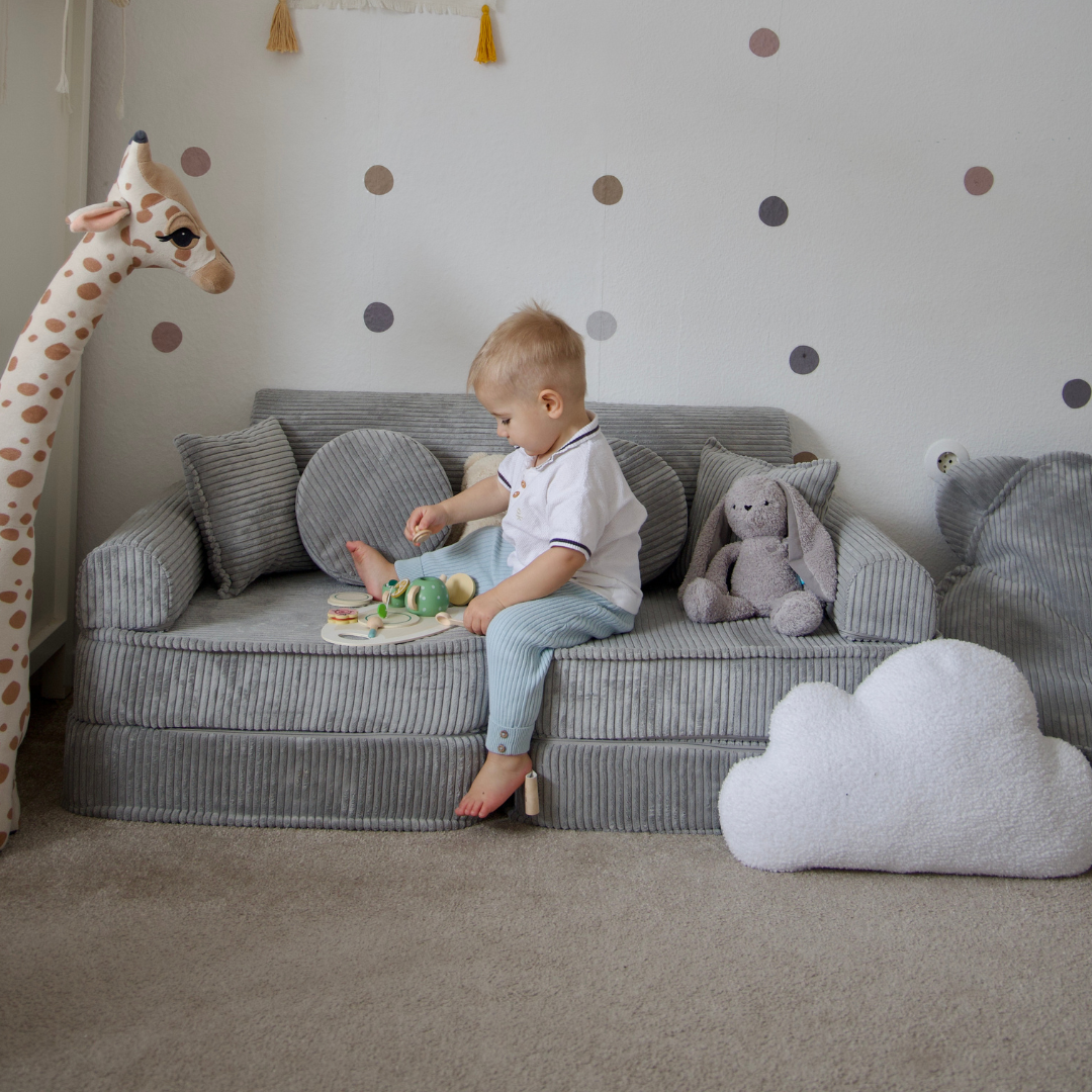 Design4Kids Mini Spielsofa Jewel Cord Plus Marble Grey