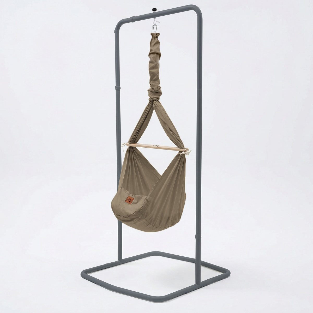 Design4Kids Baby Classic Spring Cradle, Organic Cotton with Comfort Frame Anthracite - Taupe