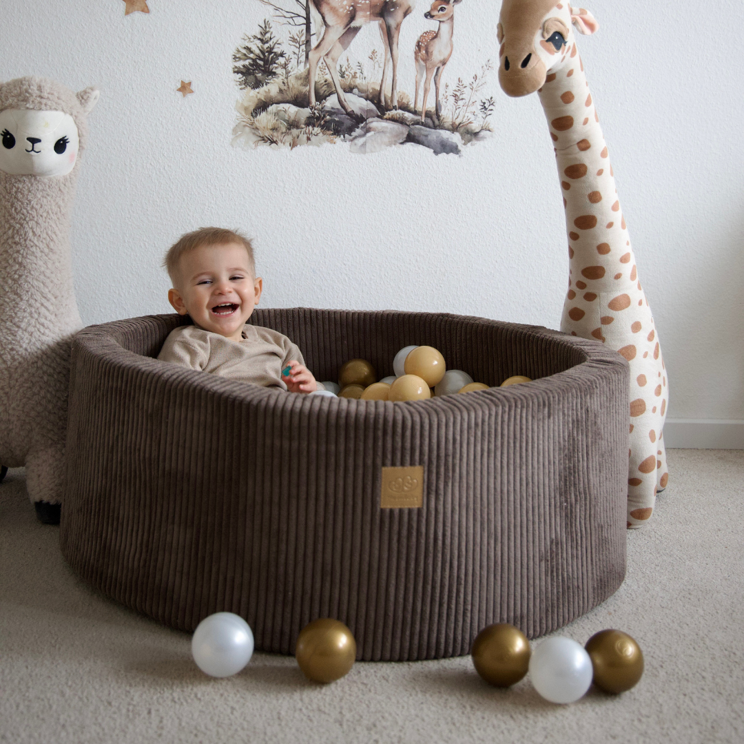 MeowBaby Bällebad Ästhetik Cord 90x30 cm – Braun