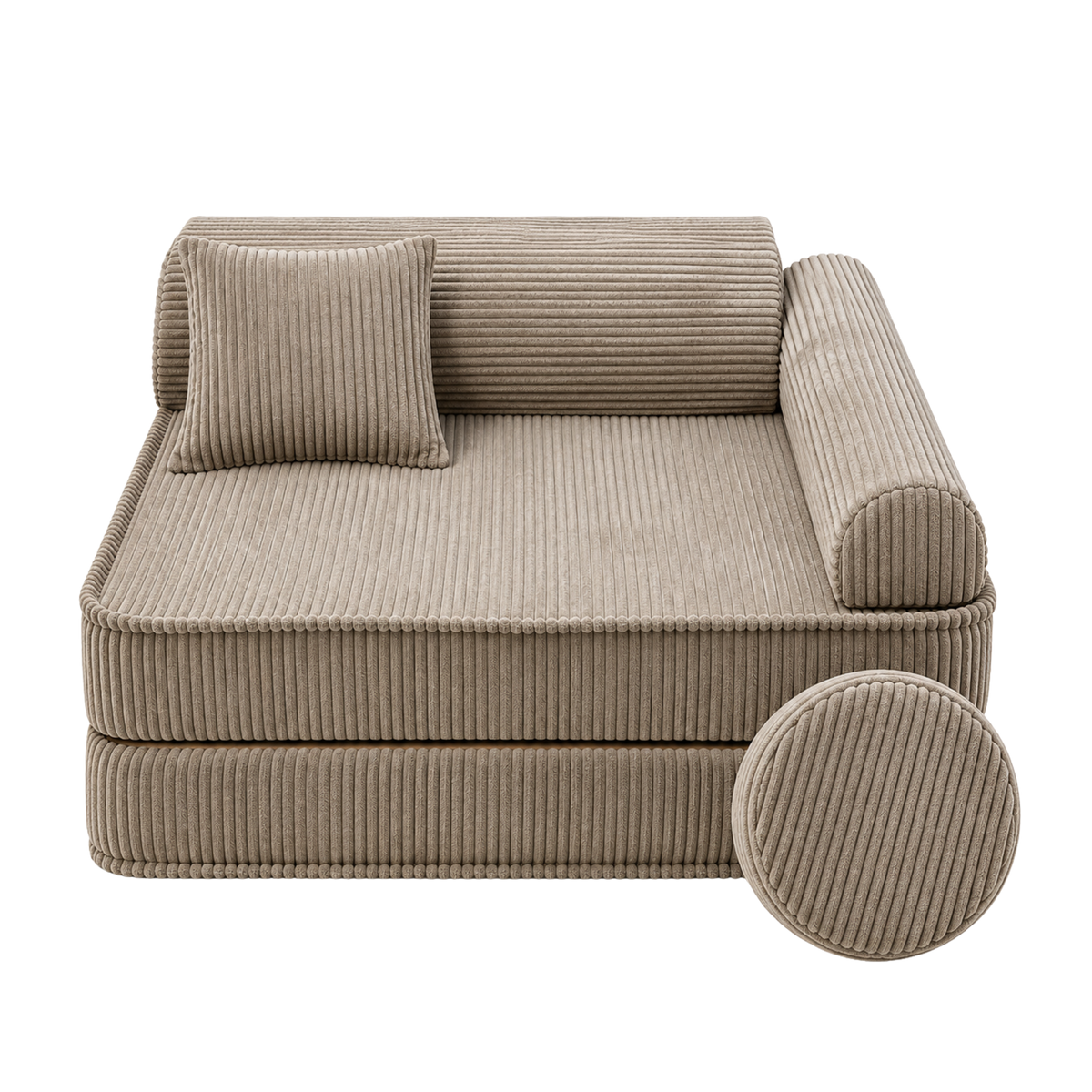 Design4Kids 3-in-1 Kindersessel Jewel Cord 80x80 cm - Faltbare Kindercouch & Spielmatratze