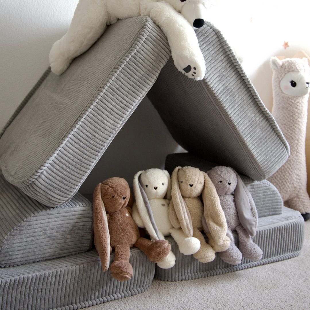 Design4Kids Mini Spielsofa Jewel Cord Basic Marble Grey