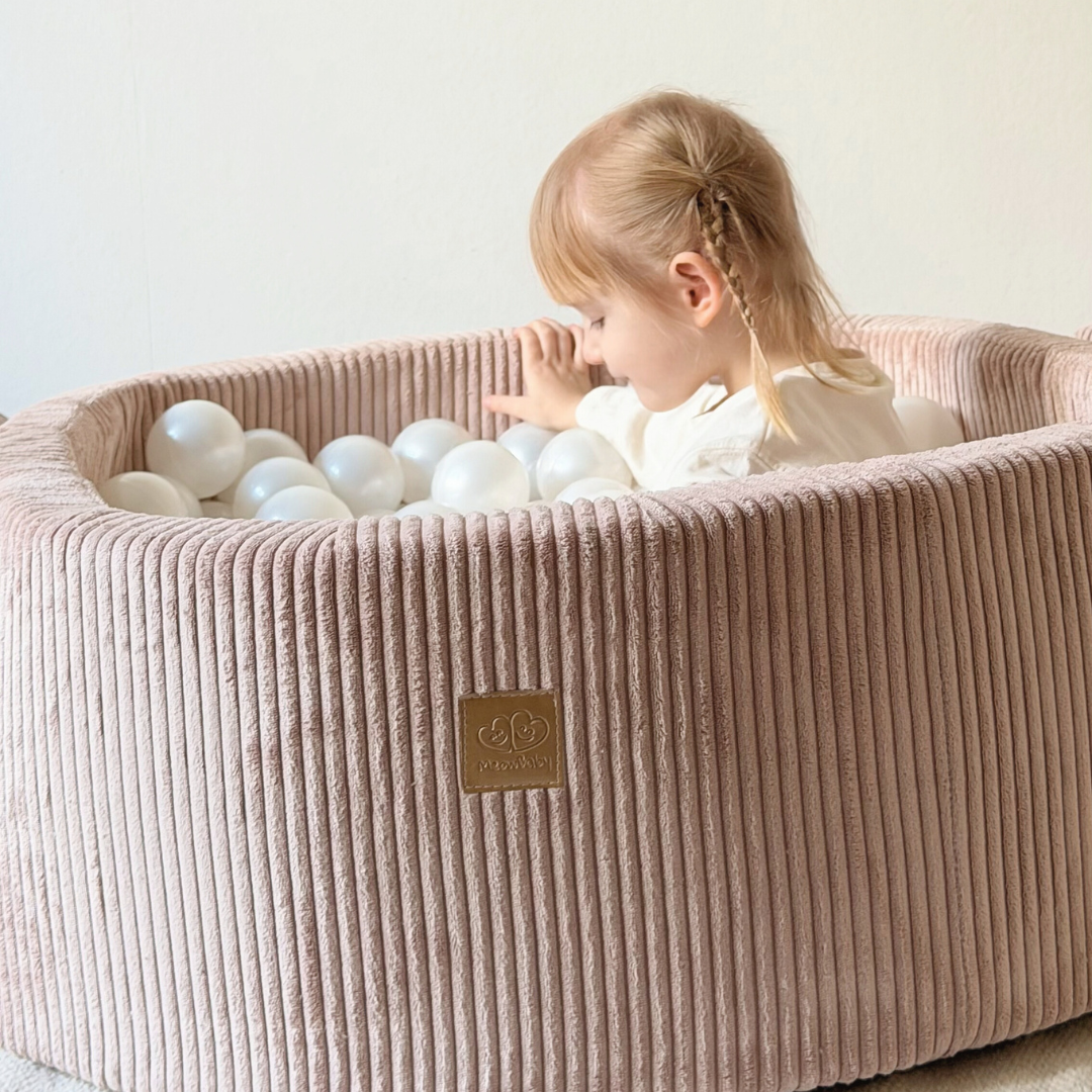MeowBaby Bällebad Ästhetik Cord 90x30 cm – Powder Pink