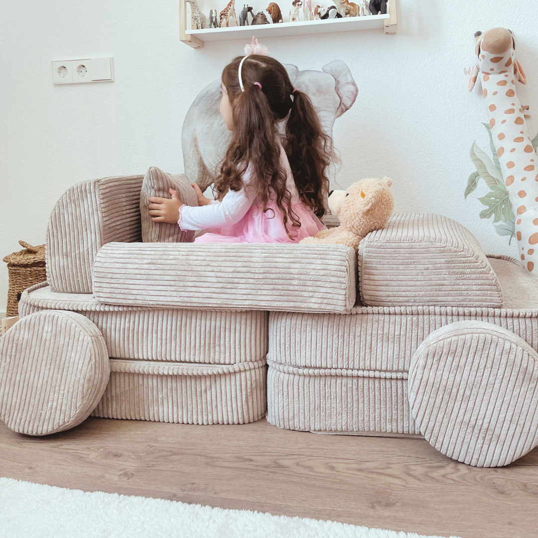 Design4Kids Mini Spielsofa Jewel Cord Plus Vintage Beige