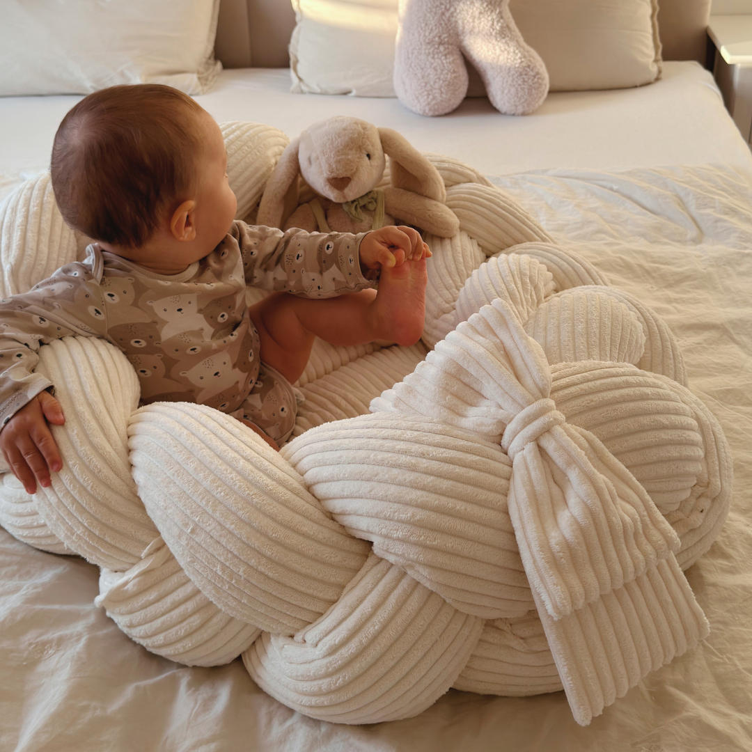 MeowBaby Babynestchen Ästhetik Cord mit geflochtener Bettschlange - Classic Cord Edition