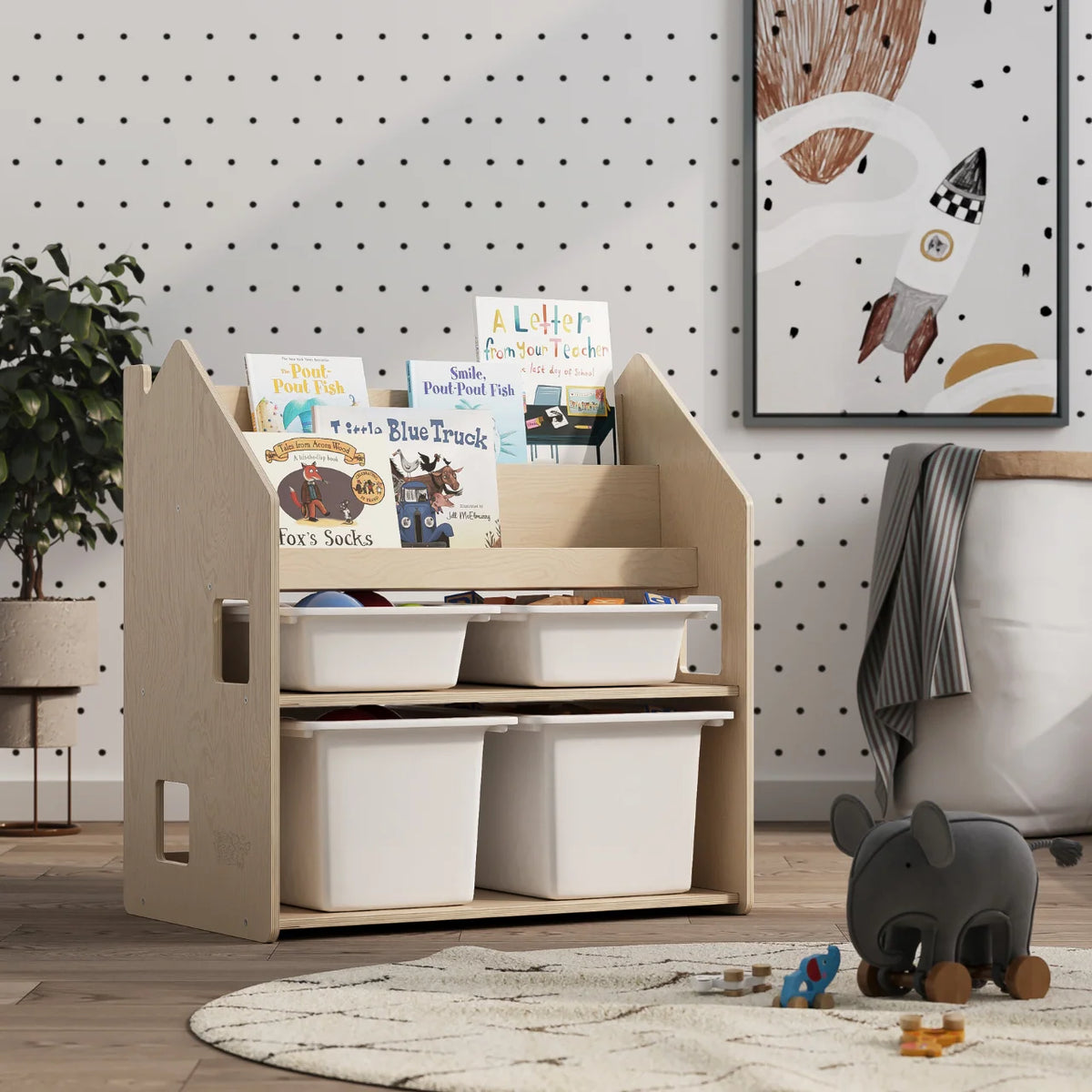 BusyKids Montessori 2-in-1 Bücherregal für Kinder