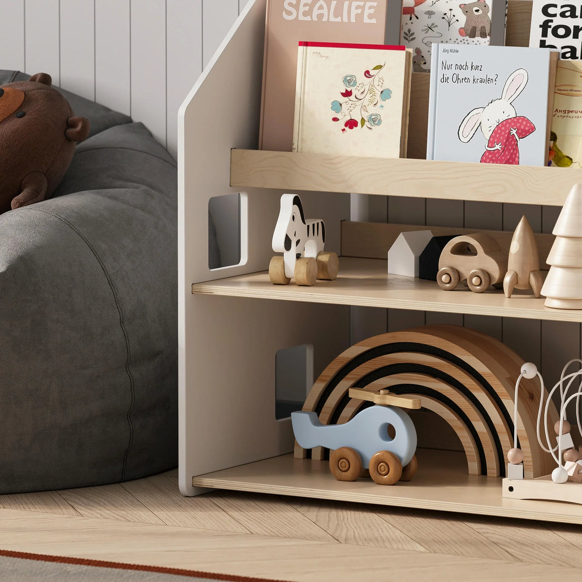 BusyKids Montessori 2-in-1 Bücherregal für Kinder