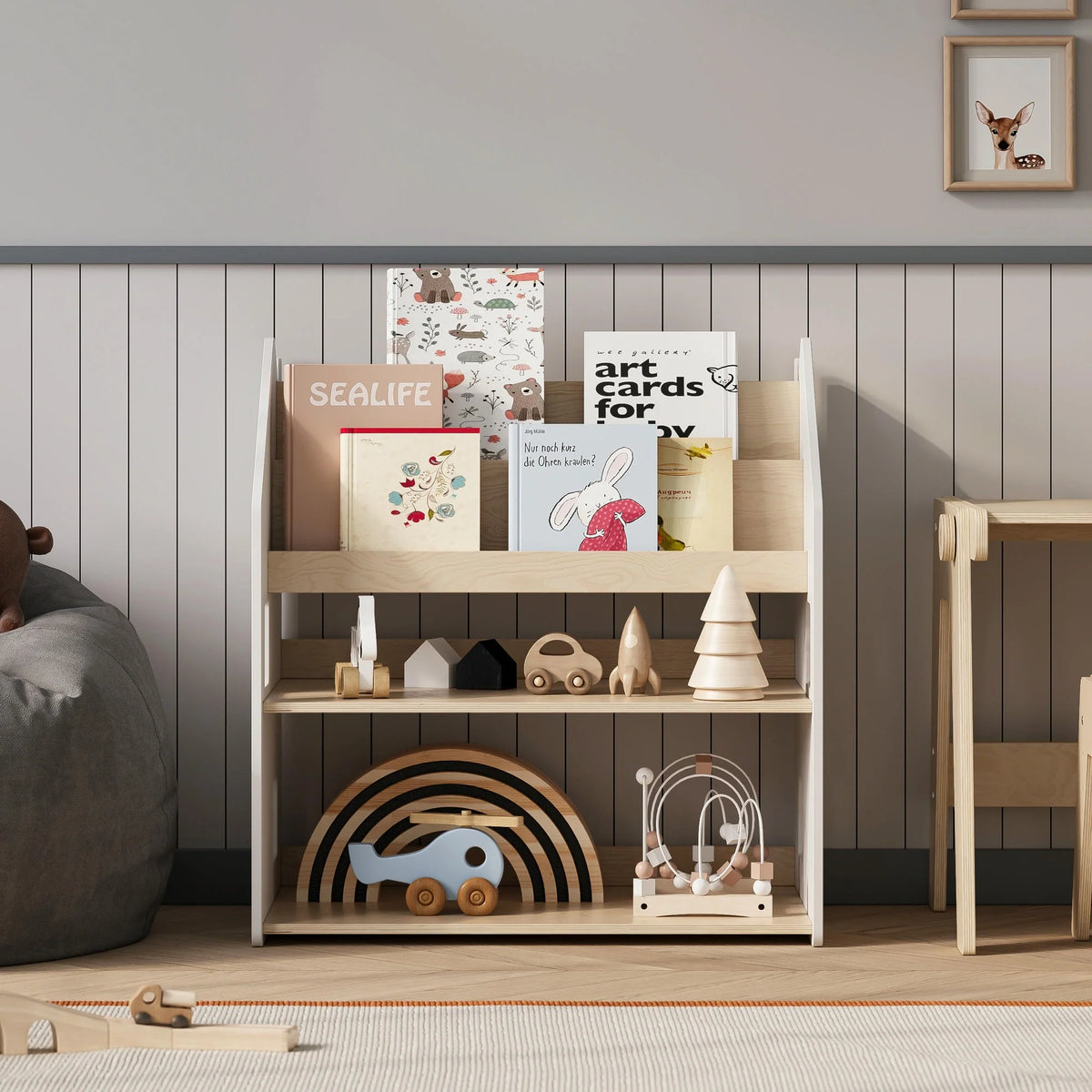 BusyKids Montessori 2-in-1 Bücherregal für Kinder