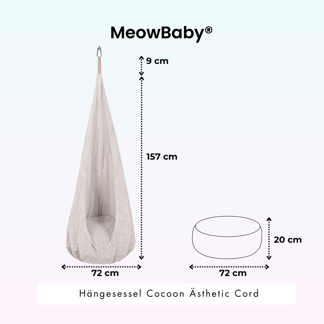 MeowBaby Hängesessel Cocoon Ästhetik Cord - Classic Cord Edition – Ecru/Beige (5)
