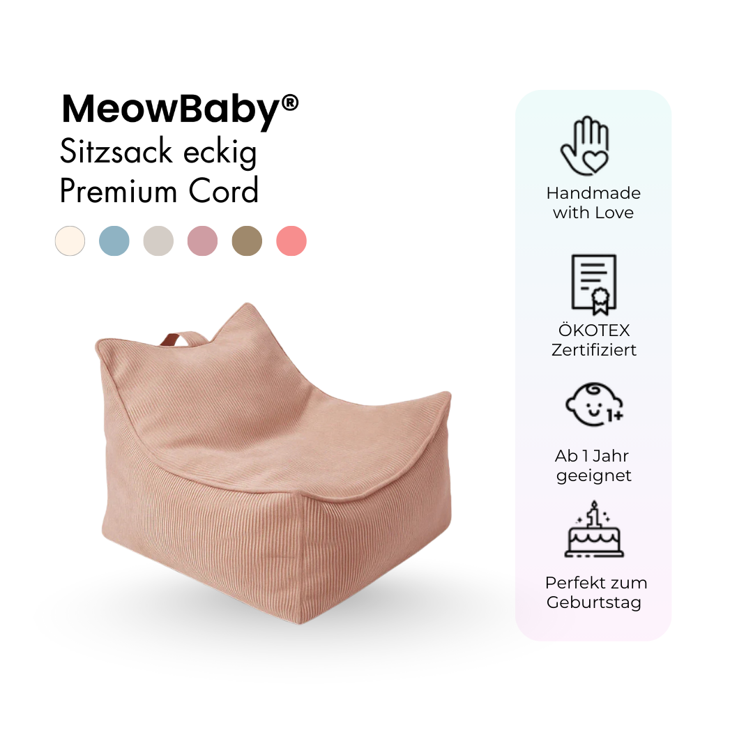 MeowBaby Kindersessel eckig - Slim Cord Edition