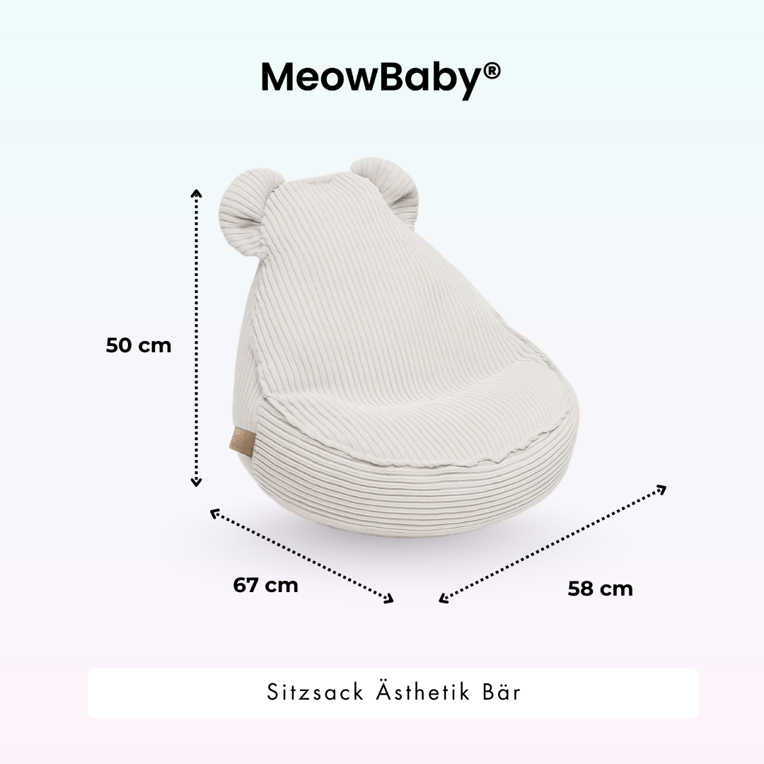 MeowBaby Sitzsack Ästhetik Cord Bär - Classic Cord Edition