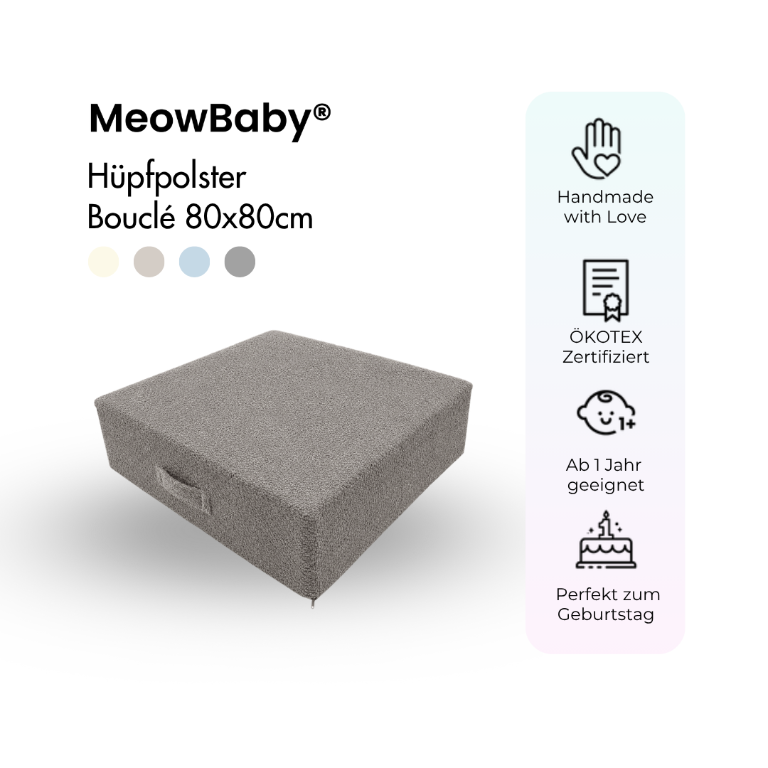 MeowBaby Hüpfpolster Bouclé - 80x80cm
