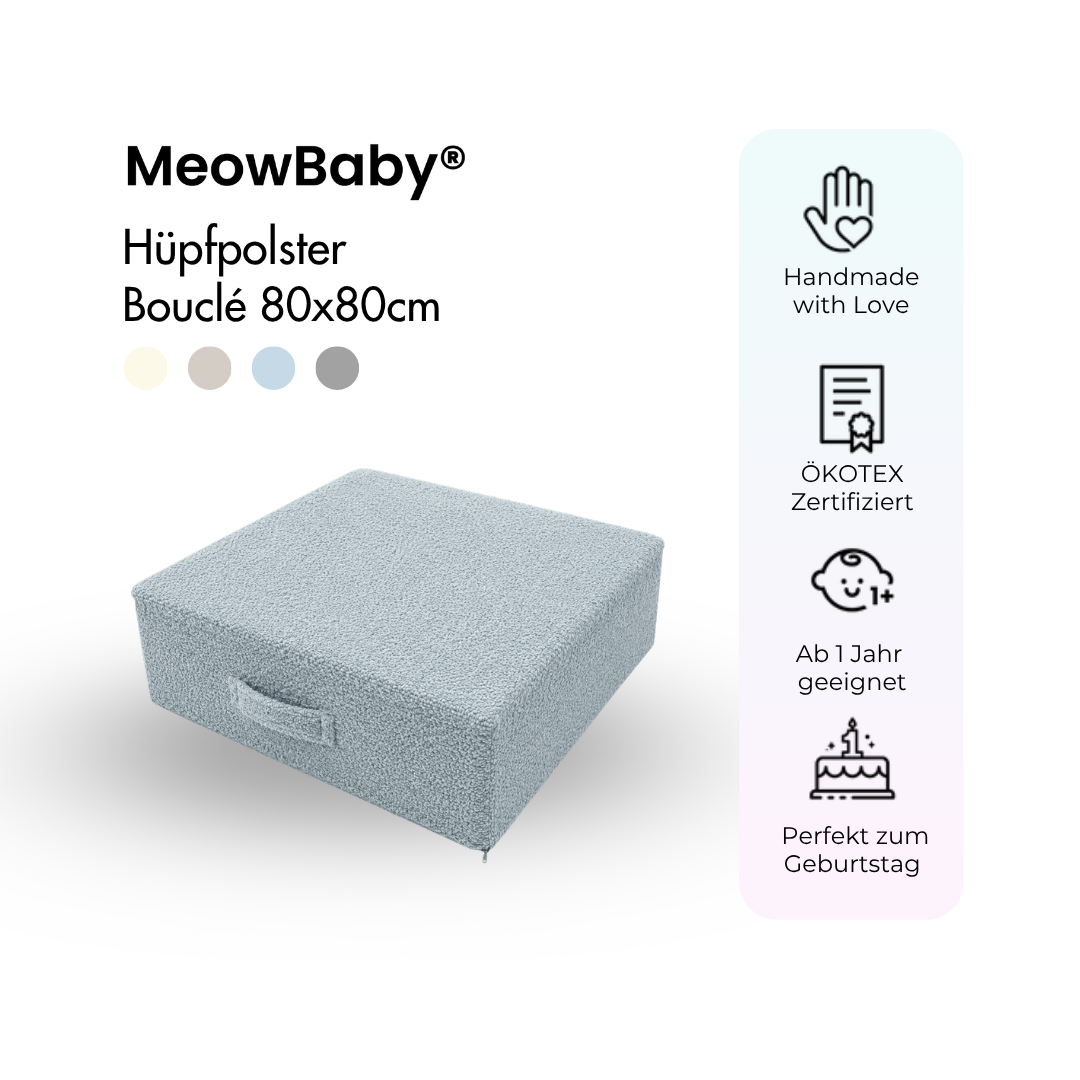 MeowBaby Hüpfpolster Bouclé - 80x80cm