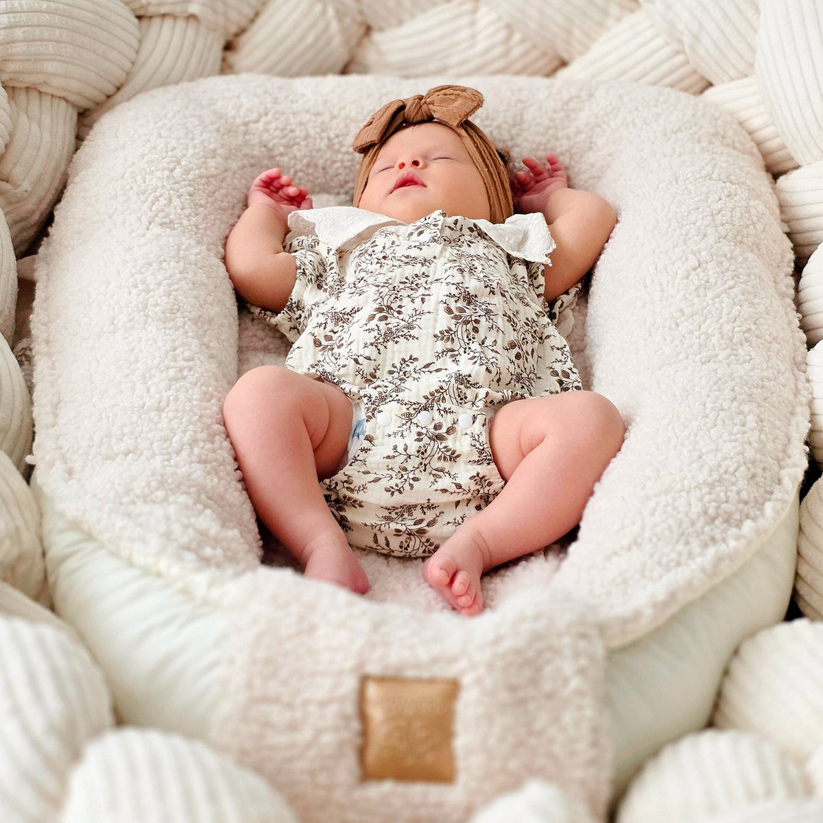 MeowBaby Babynestchen für Neugeborene Bearly – Beige/Creme