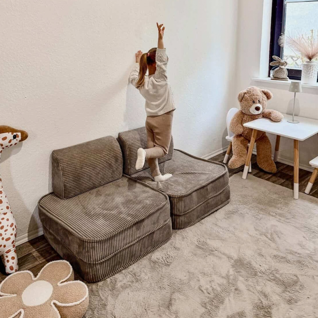 Design4Kids Mini Spielsofa Jewel Cord Basic Hazelnut Taupe