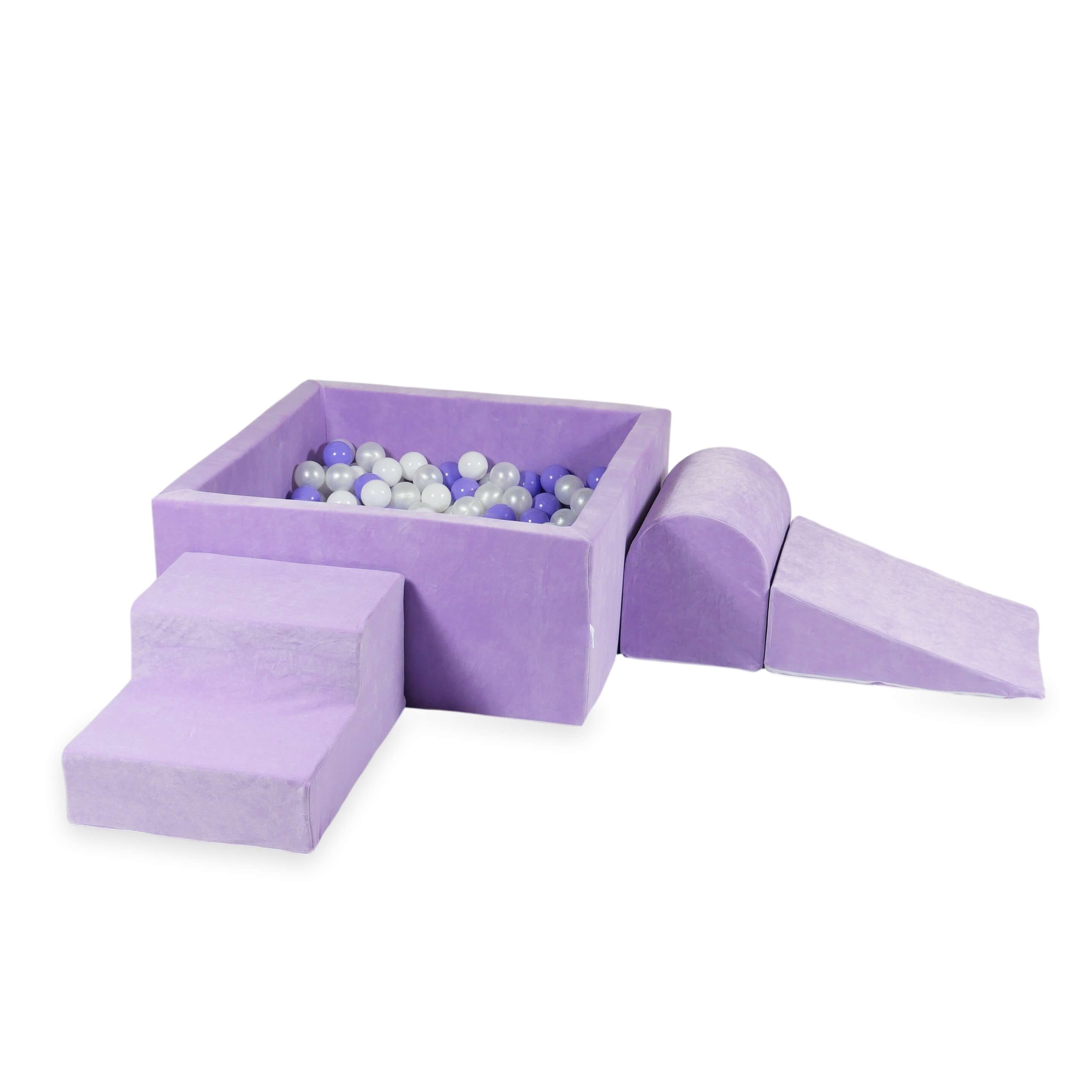 MiMii-Schaumspielset-B-llebad-eckig-VELVET-Soft-lila-mit-400-B-llen