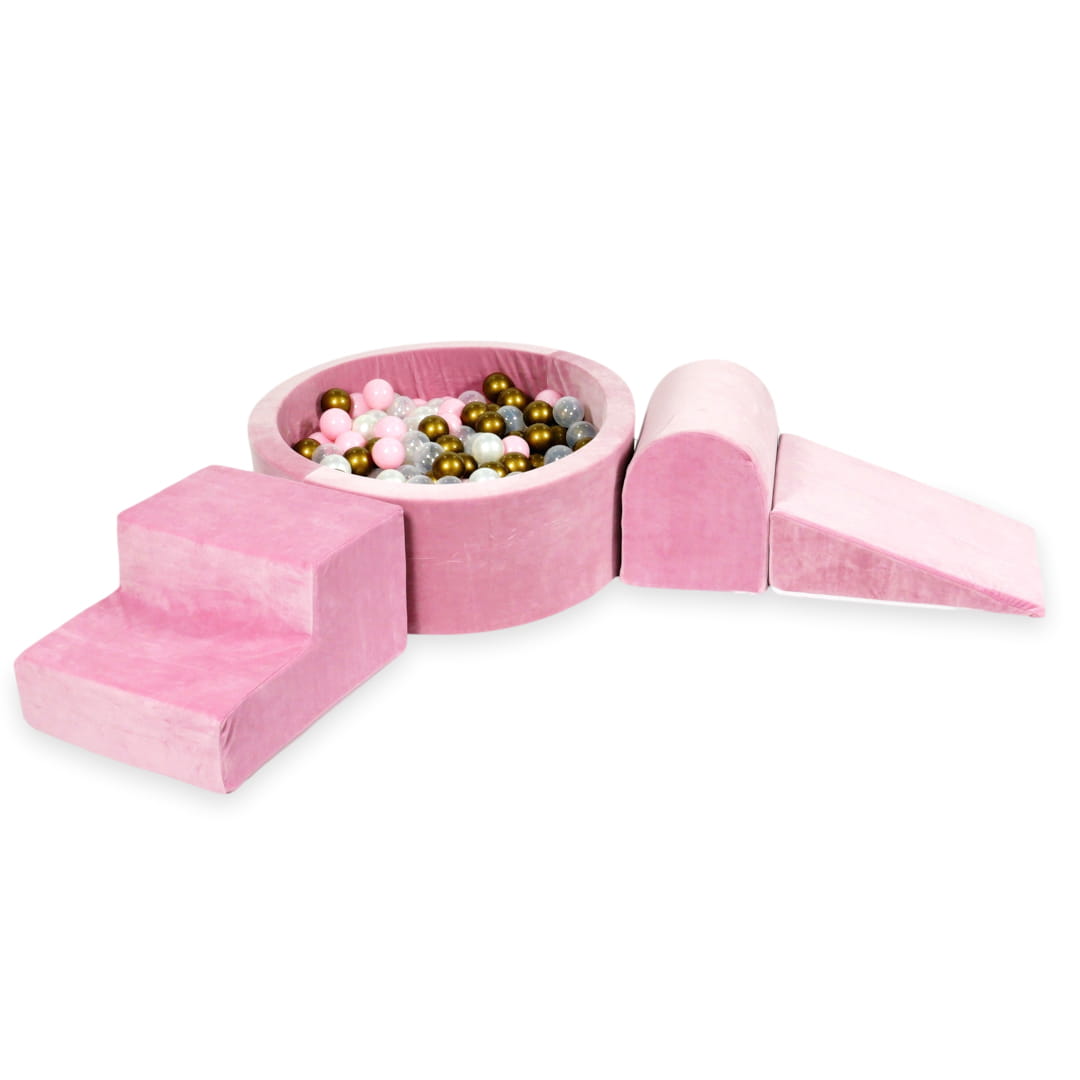 MiMii-Schaumspielset-B-llebad-rund-VELVET-Soft-Rosa-mit-200-B-llen