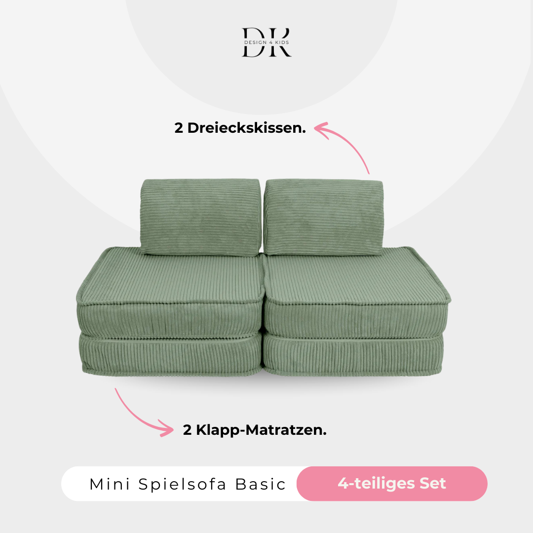 Design4Kids Mini Spielsofa Jewel Cord Basic Classic Olive