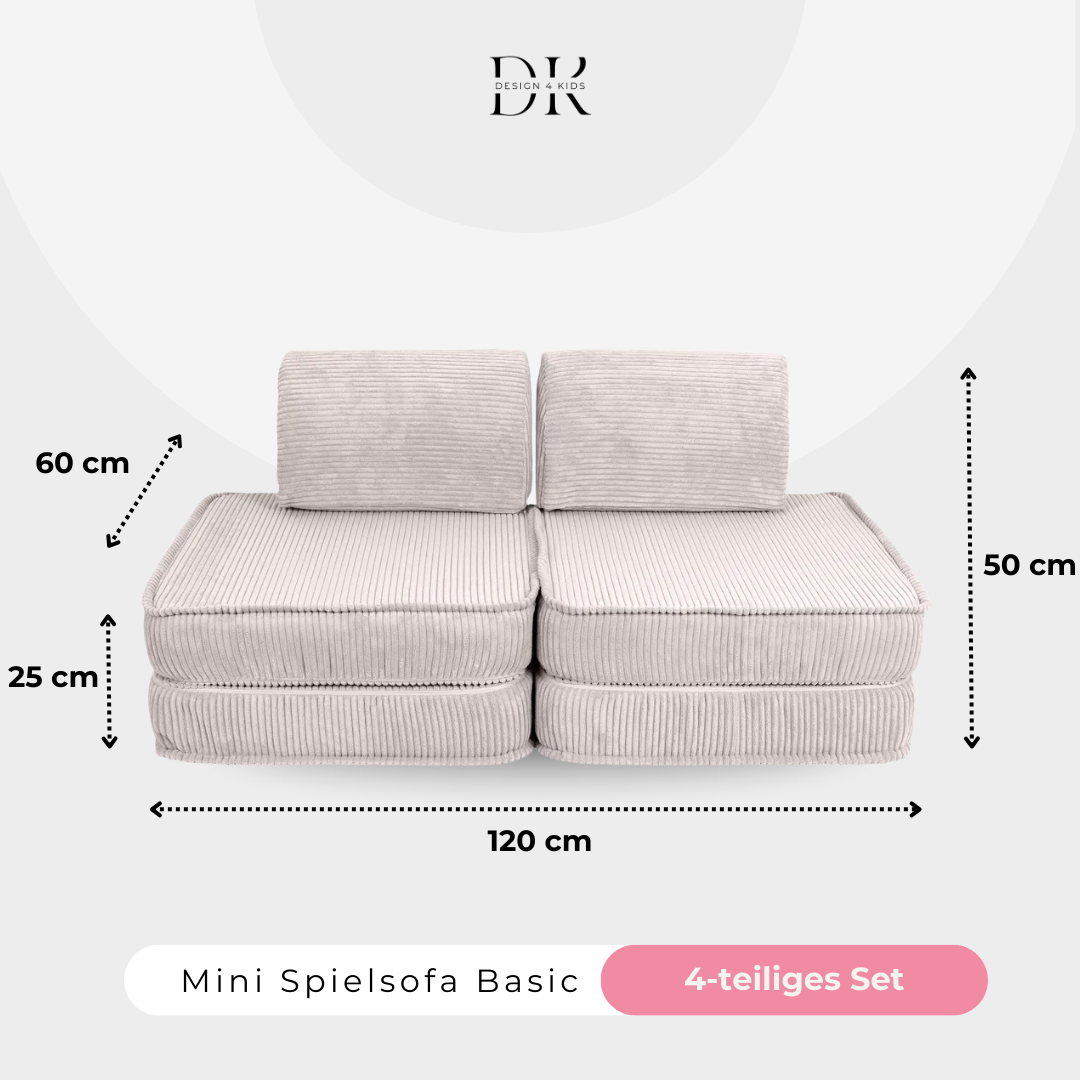 Design4Kids Mini Spielsofa Jewel Cord Basic Vintage Beige