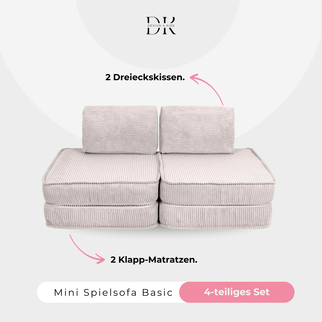 Design4Kids Mini Spielsofa Jewel Cord Basic Vintage Beige