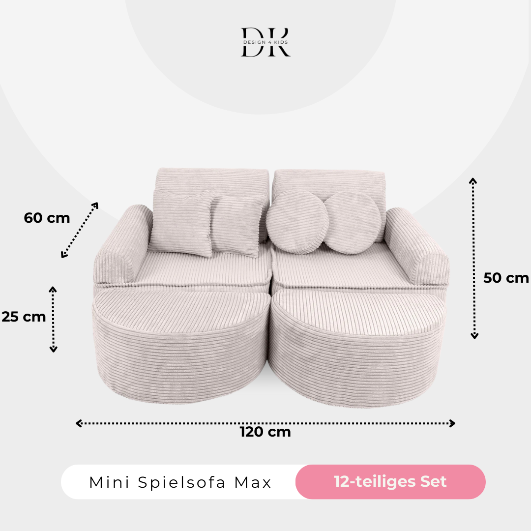 Design4Kids Mini Spielsofa Jewel Cord Max Vintage Beige