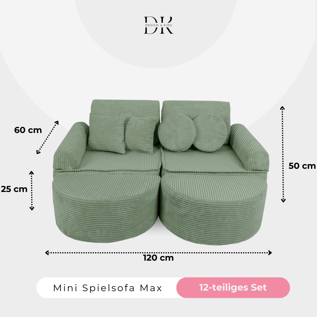 Design4Kids Mini Spielsofa Jewel Cord Max Classic Olive
