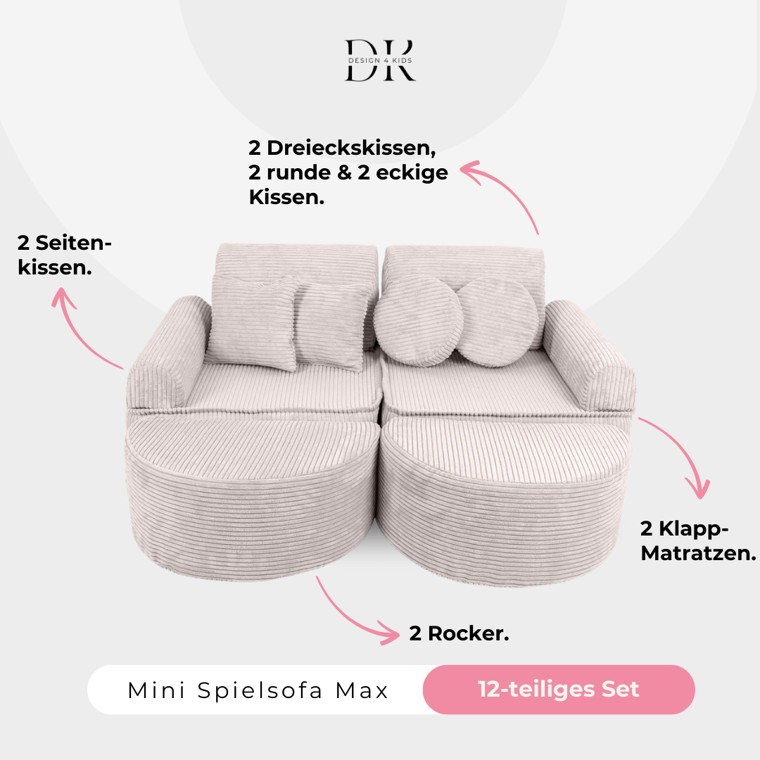 Design4Kids Mini Spielsofa Jewel Cord Max Vintage Beige