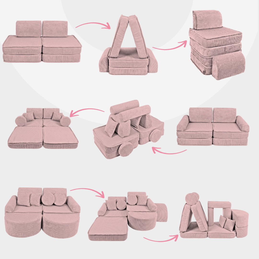Design4Kids Mini Spielsofa Jewel Cord Plus Powder Rose
