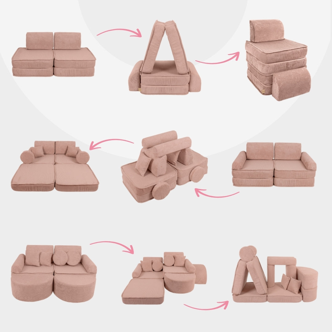 Design4Kids Mini Spielsofa Jewel Cord Plus Blushed Rose