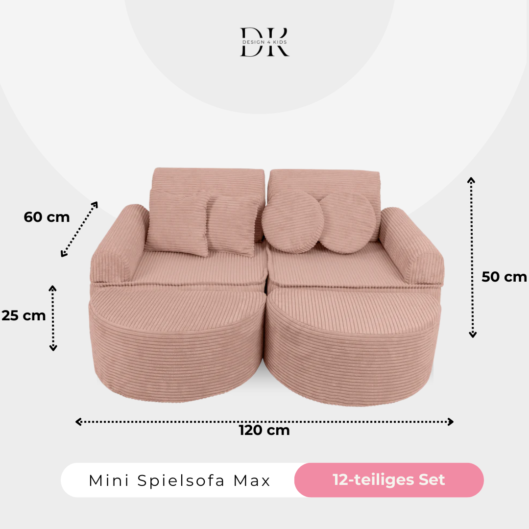 Design4Kids Mini Spielsofa Jewel Cord Max Blushed Rose