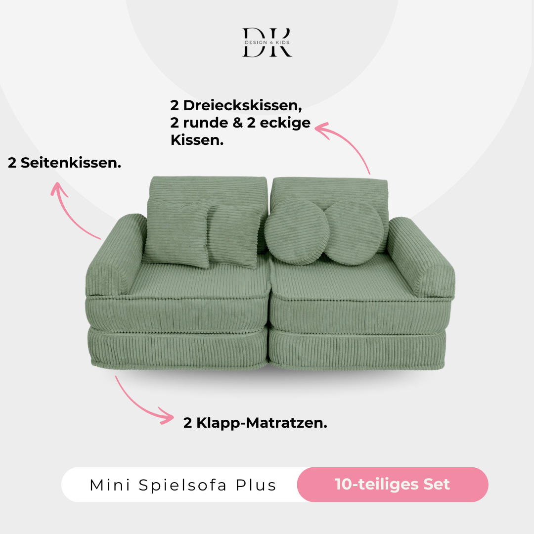 Design4Kids Mini Spielsofa Jewel Cord Plus Classic Olive