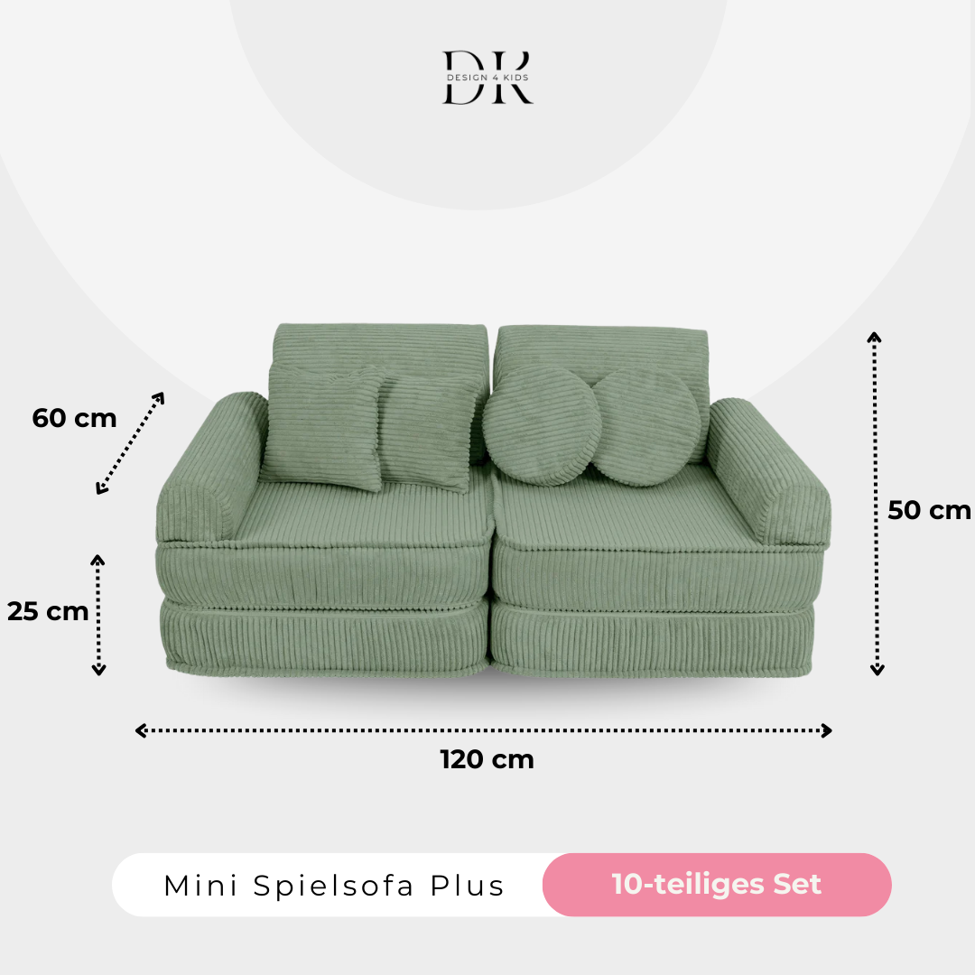 Design4Kids Mini Spielsofa Jewel Cord Plus Classic Olive