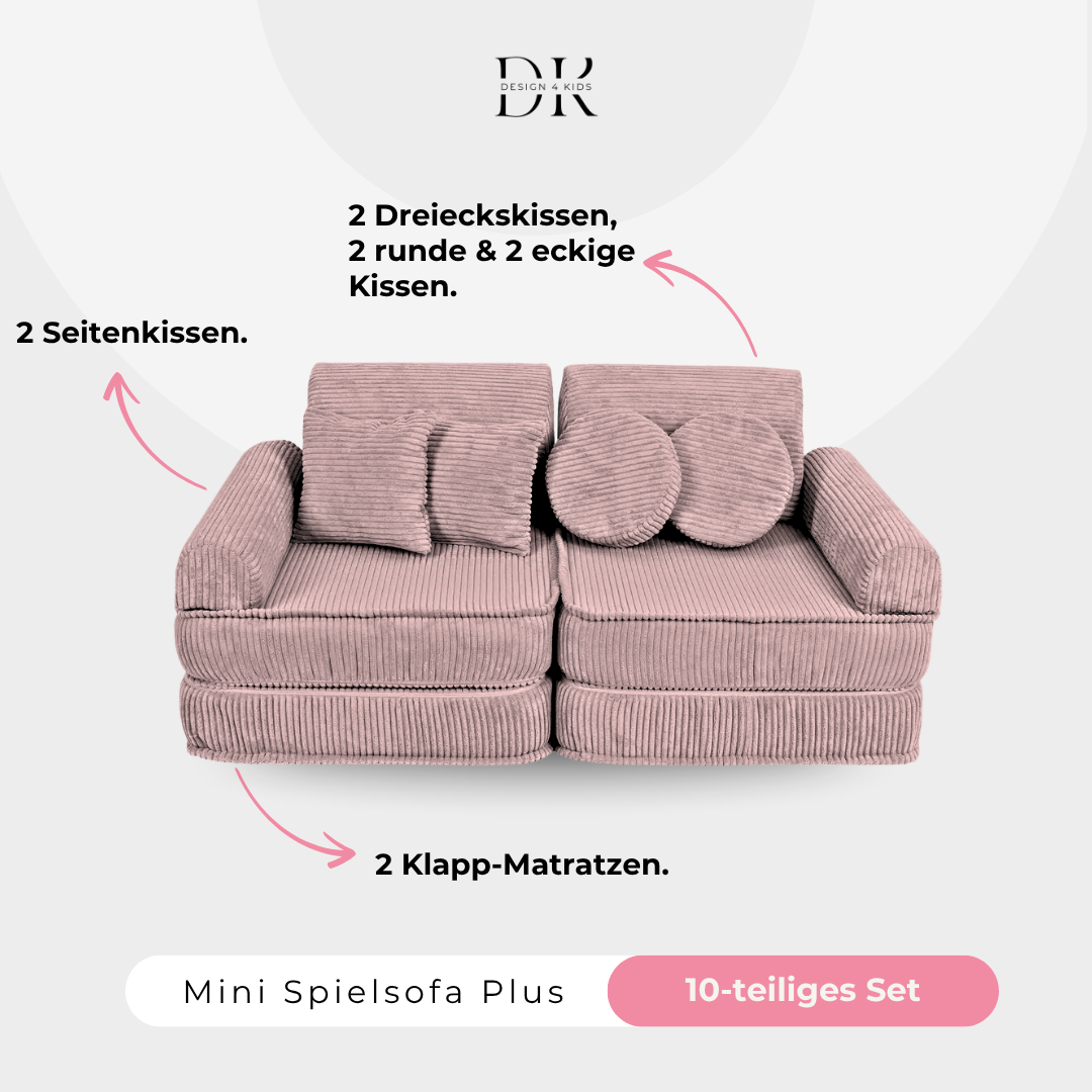 Design4Kids Mini Spielsofa Jewel Cord Plus Powder Rose