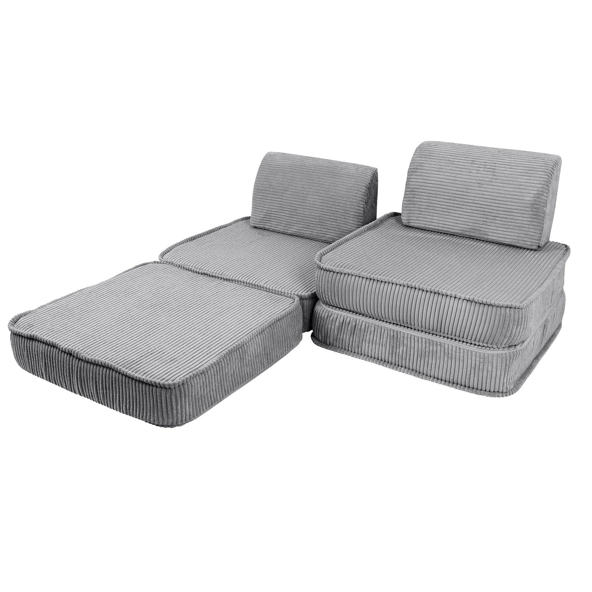 Design4Kids Mini Spielsofa Jewel Cord Basic Marble Grey