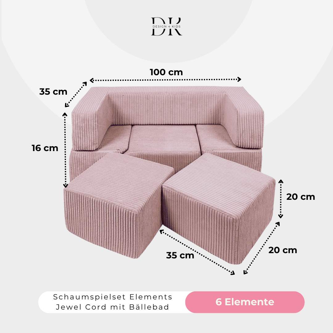 Design4Kids Schaumspielset Elements Jewel Cord mit Bällebad & 100 Bälle