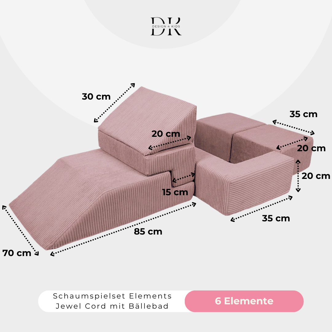 Design4Kids Schaumspielset Elements Jewel Cord mit Bällebad & 100 Bälle