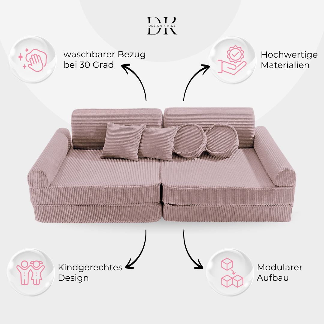 Design4Kids Play Sofa Jewel Cord - hazelnut taupe