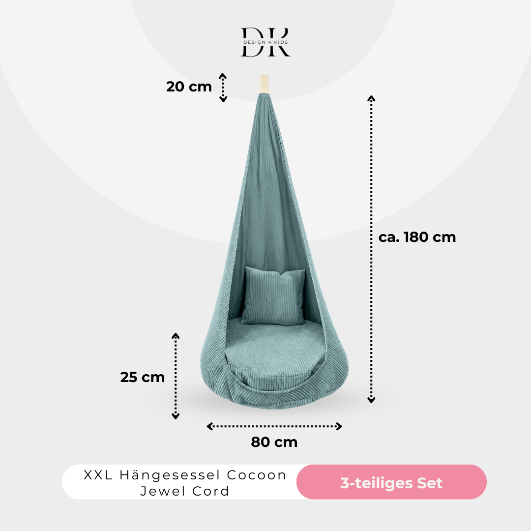 Design4Kids XXL Hängesessel Cocoon Jewel Cord Ocean Blue