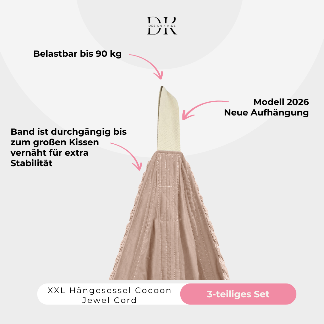 Design4Kids XXL Hängesessel Cocoon Jewel Cord