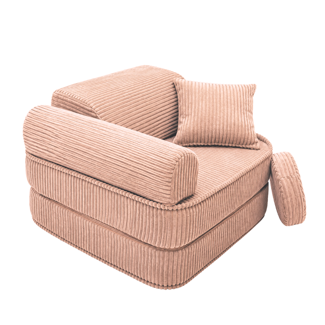 Design4Kids 3-in-1 Kindersessel Jewel Cord Mini 60x60 cm - Faltbare Kindercouch & Spielmatratze