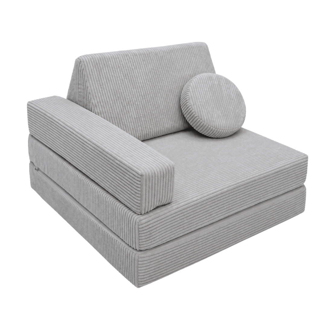 Design4Kids 3-in-1 Kindersessel Cord Grande 80x80 cm - Faltbare Kindercouch & Spielmatratze