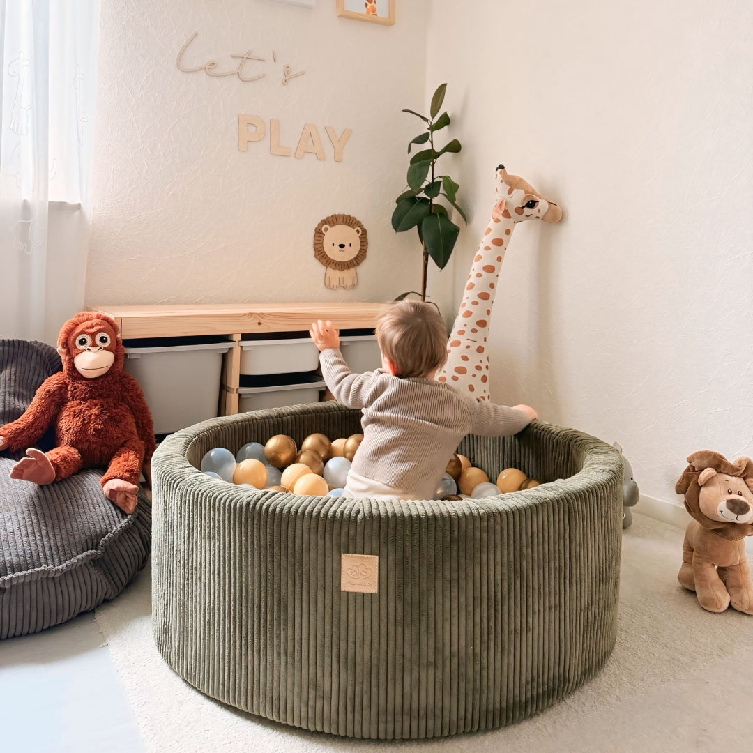 MeowBaby Bällebad Ästhetik Cord 90x30 cm – Khaki