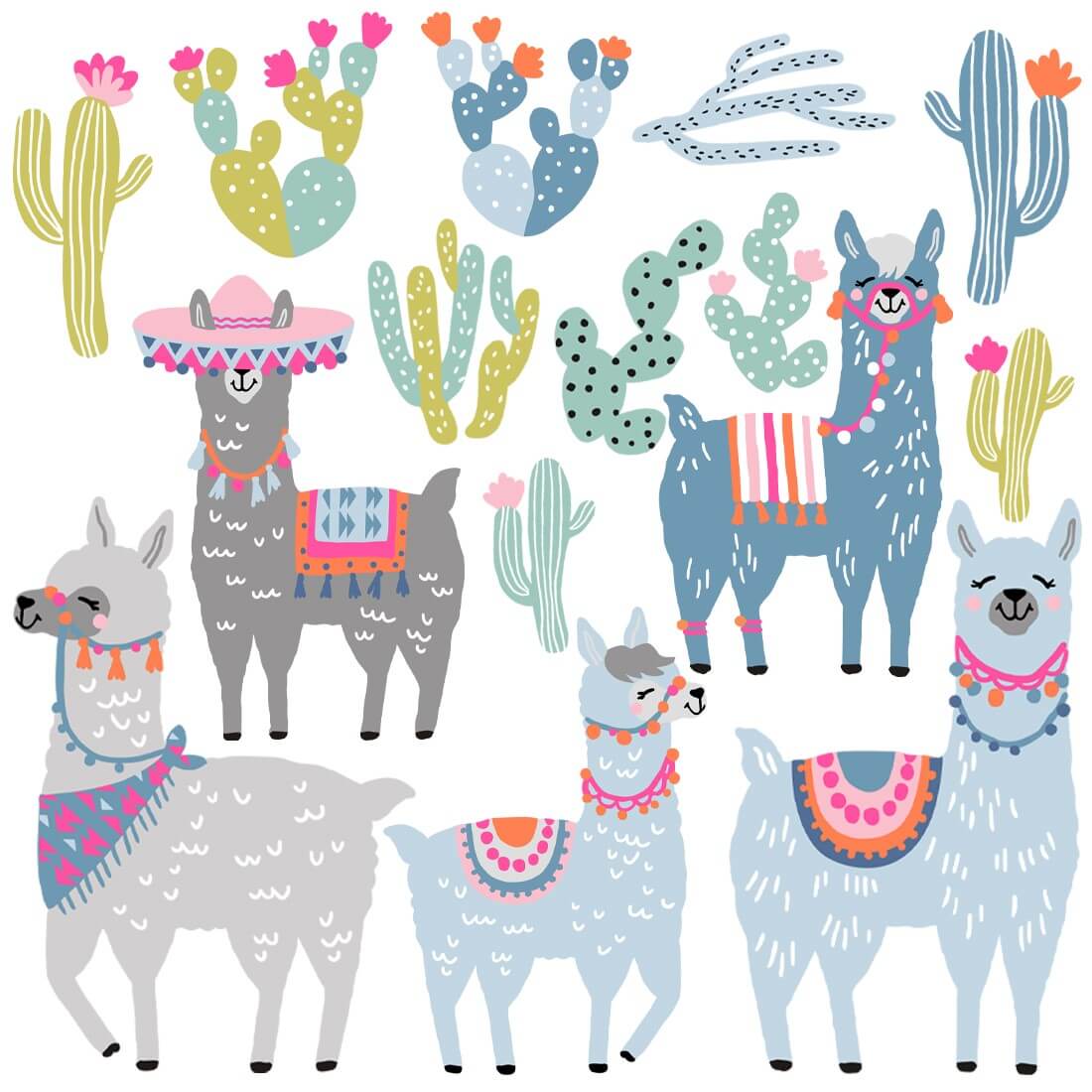 PASTEL LOVE XL Wall Tattoo/Sticker Dinosaur I 8-piece