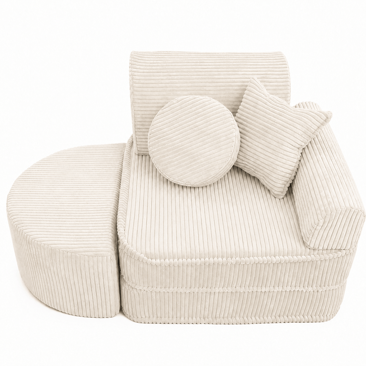 MeowBaby Kindersessel 3-in-1 Max Ästhetik Cord - faltbare Kindercouch & Spielmatratze - Classic Cord Edition