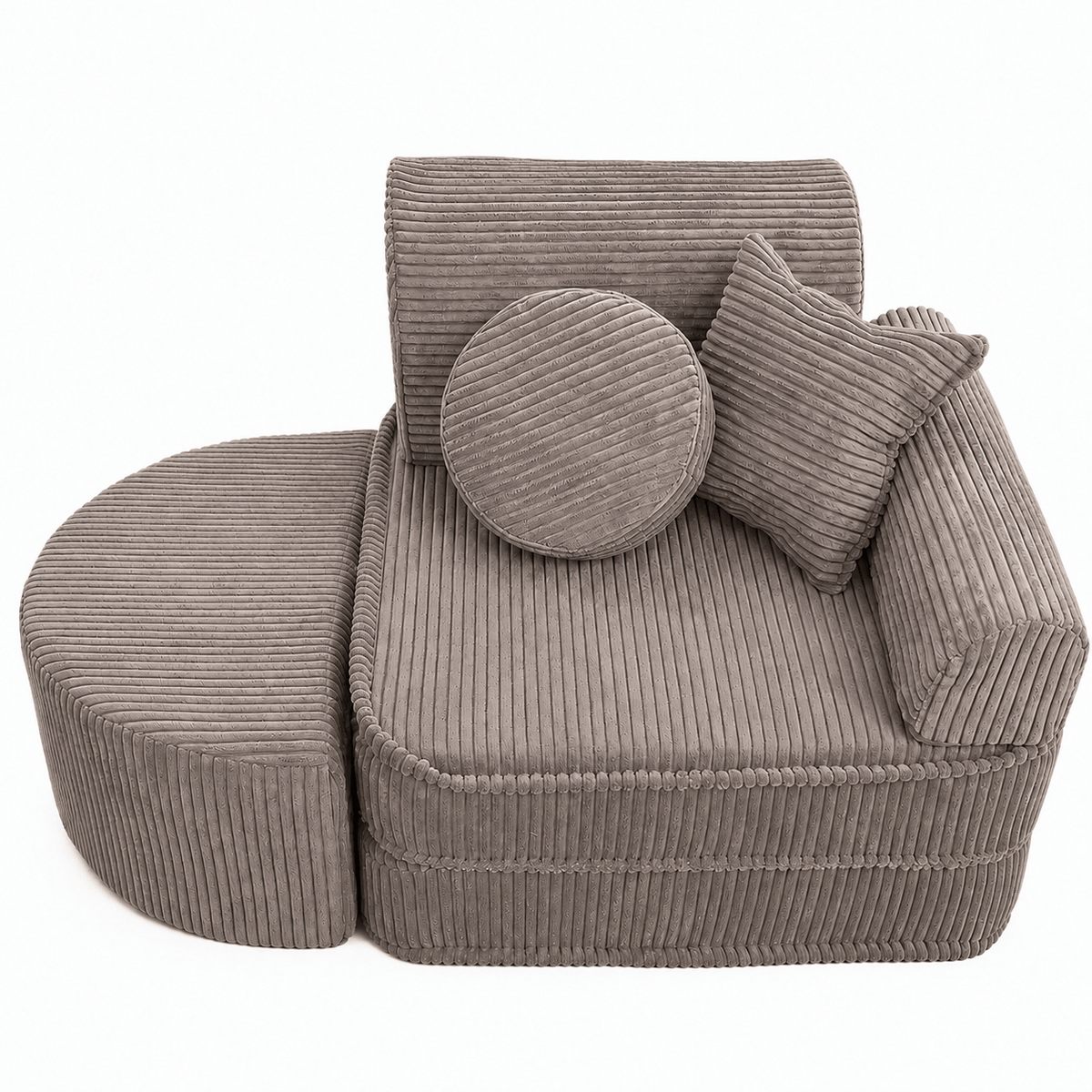 MeowBaby Kindersessel 3-in-1 Max Ästhetik Cord - faltbare Kindercouch & Spielmatratze - Classic Cord Edition