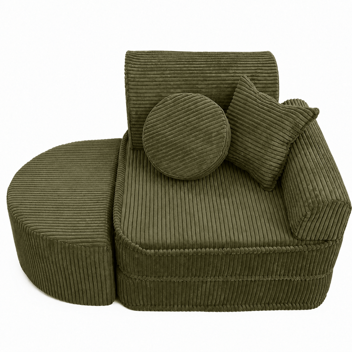MeowBaby Kindersessel 3-in-1 Max Ästhetik Cord - faltbare Kindercouch & Spielmatratze - Classic Cord Edition