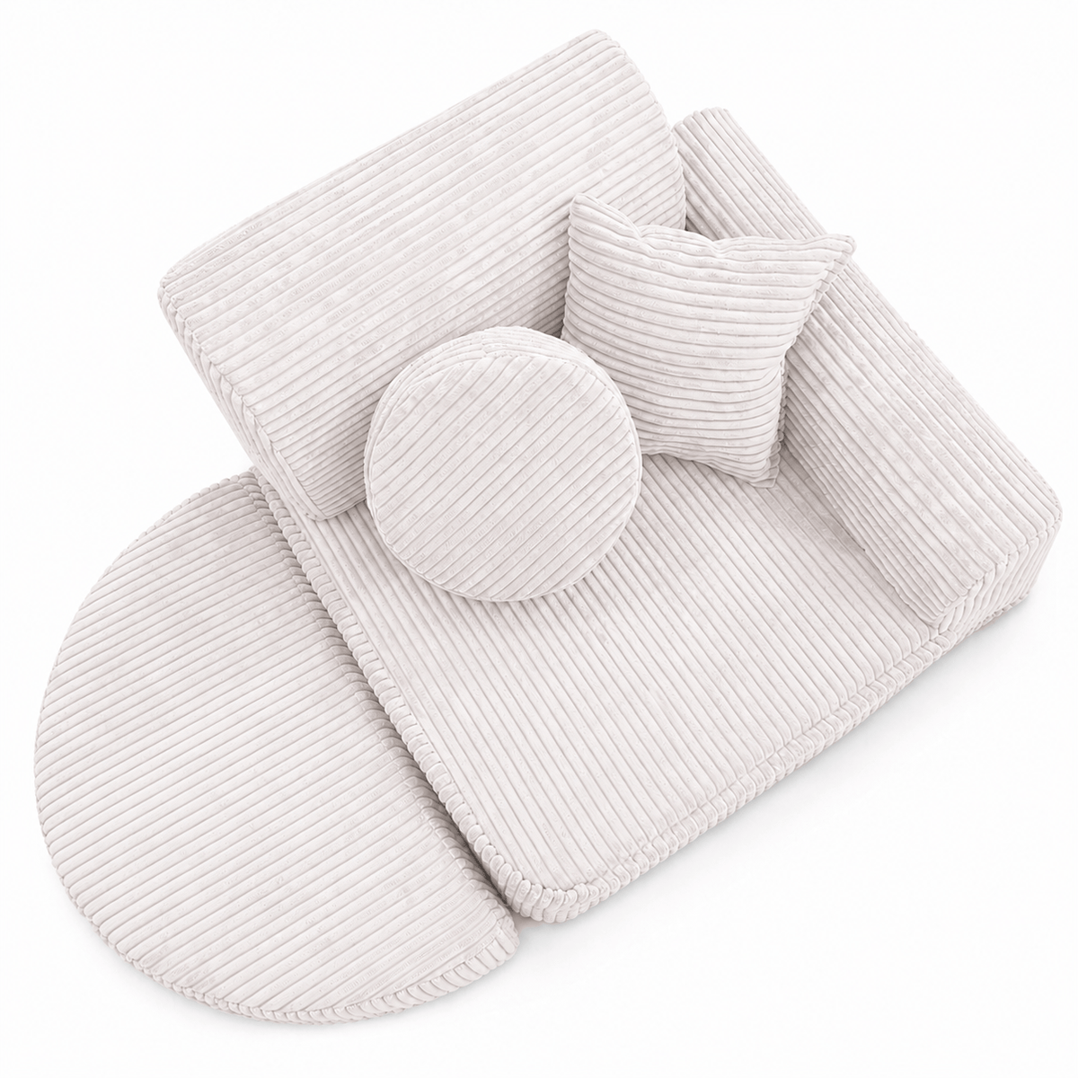 MeowBaby Kindersessel 3-in-1 Max Ästhetik Cord - faltbare Kindercouch & Spielmatratze - Classic Cord Edition