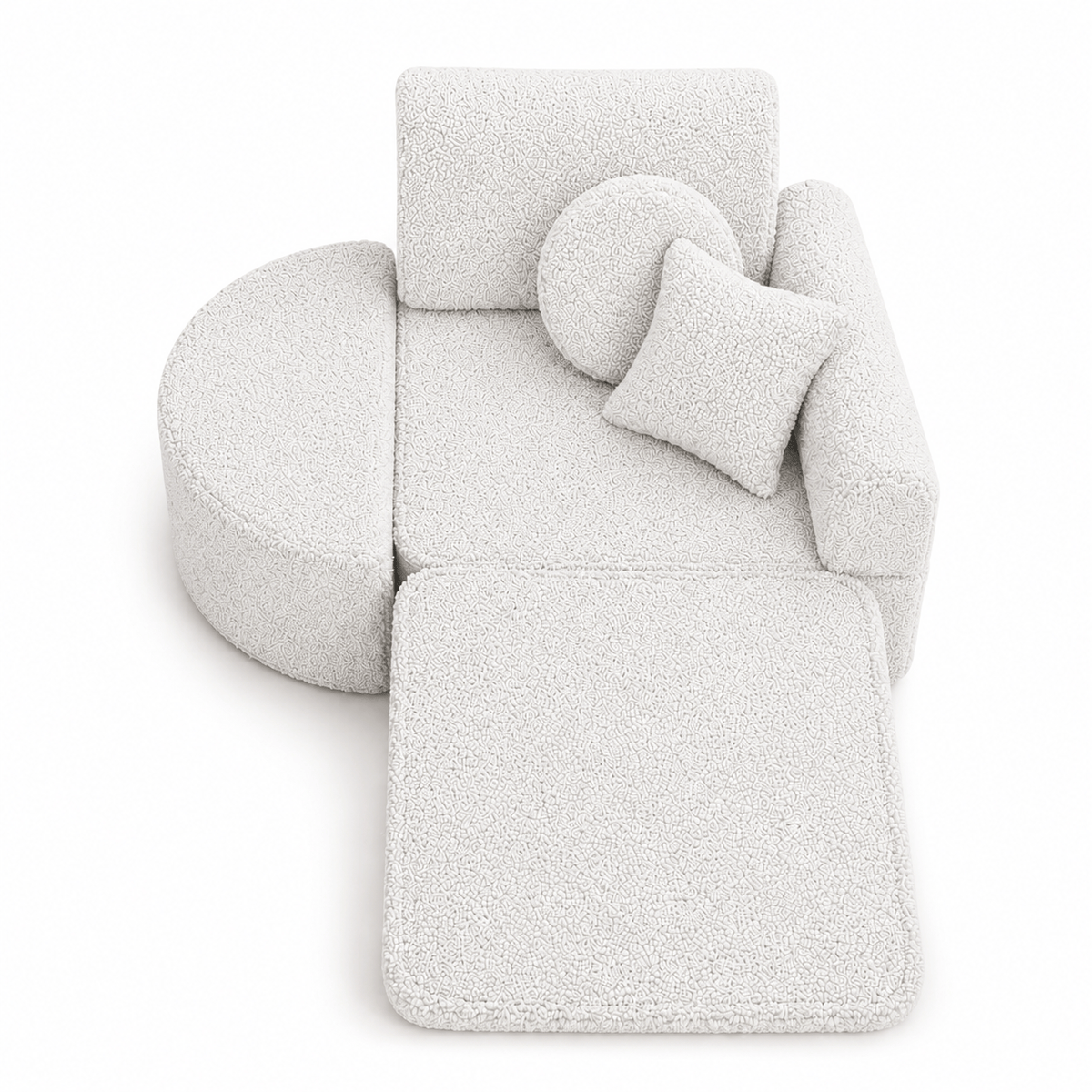 MeowBaby Kindersessel 3-in-1 Max Bearly - faltbare Kindercouch & Spielmatratze - Soft Teddy Edition
