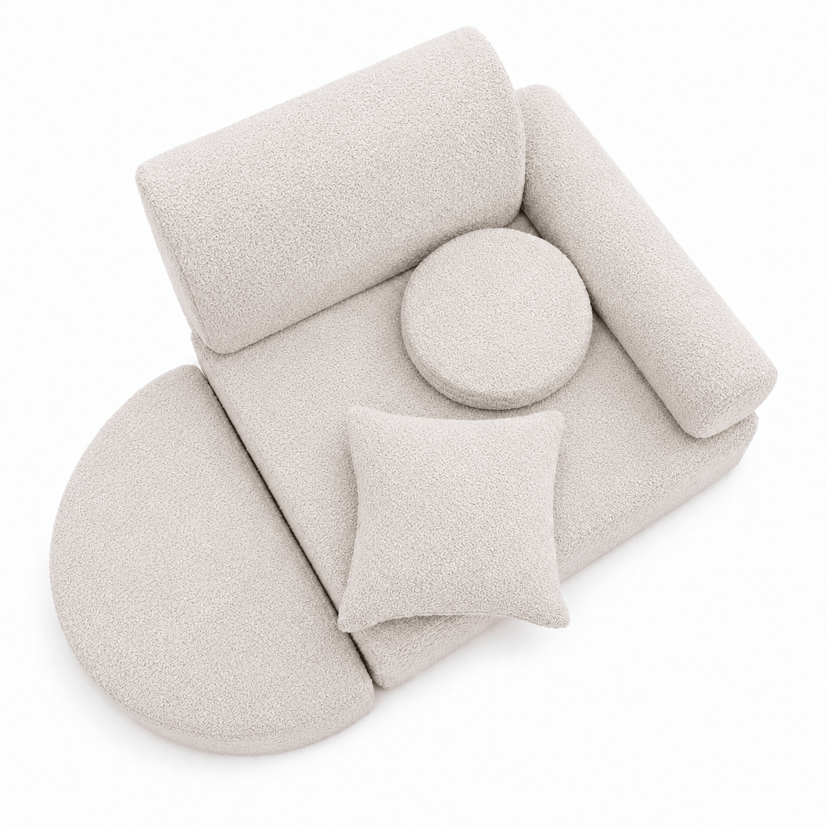MeowBaby Kindersessel 3-in-1 Max Bouclé - faltbare Kindercouch & Spielmatratze