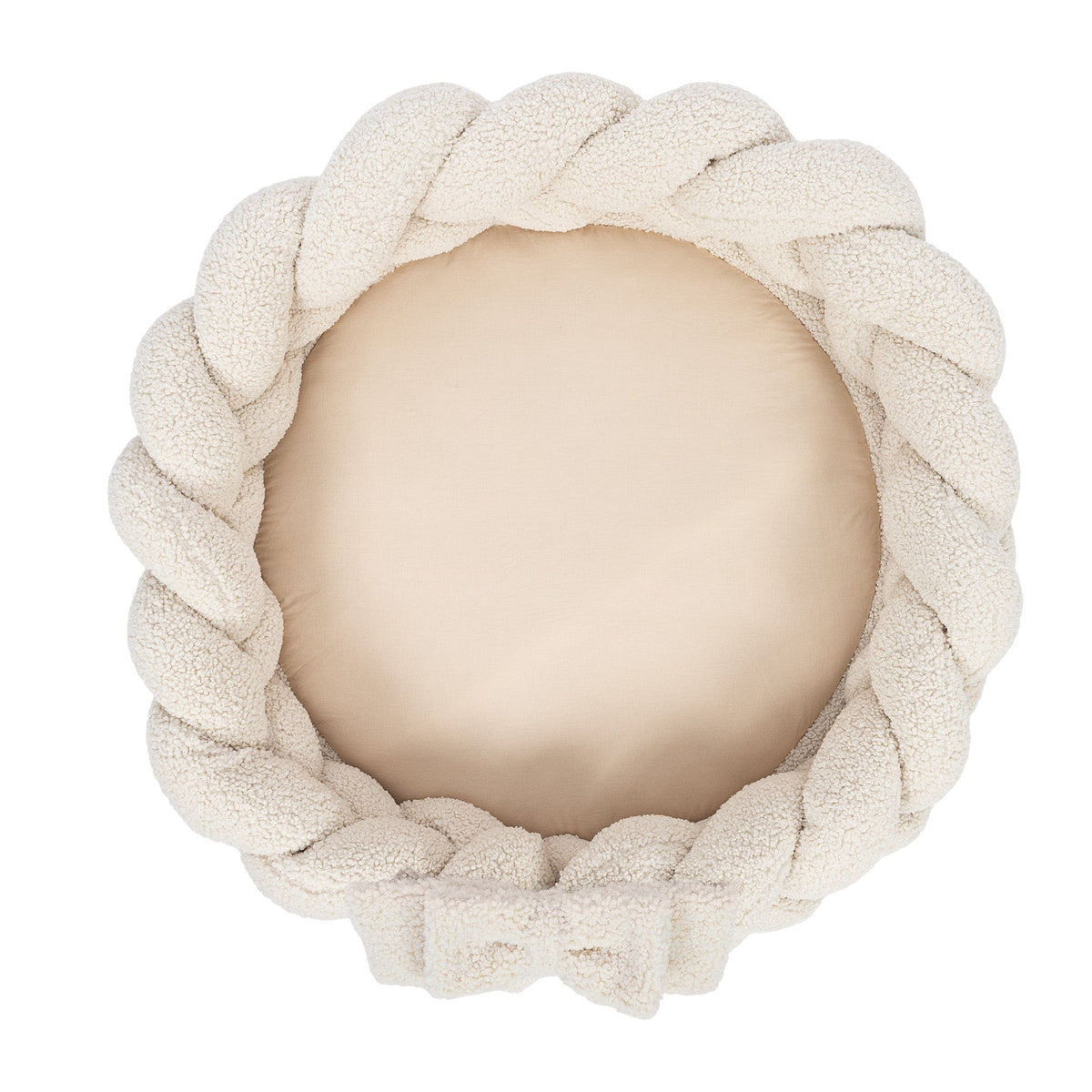 MeowBaby Babynestchen mit Spielmatte, Bettumrandung & Schleife Bearly – Beige/Creme