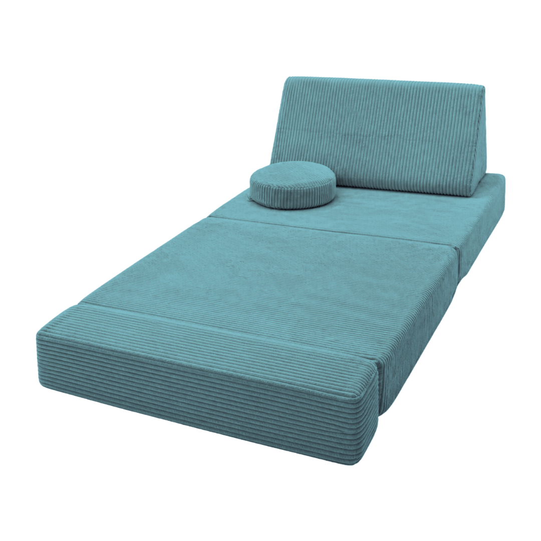 Design4Kids 3-in-1 Kindersessel Cord Grande 80x80 cm - Faltbare Kindercouch & Spielmatratze